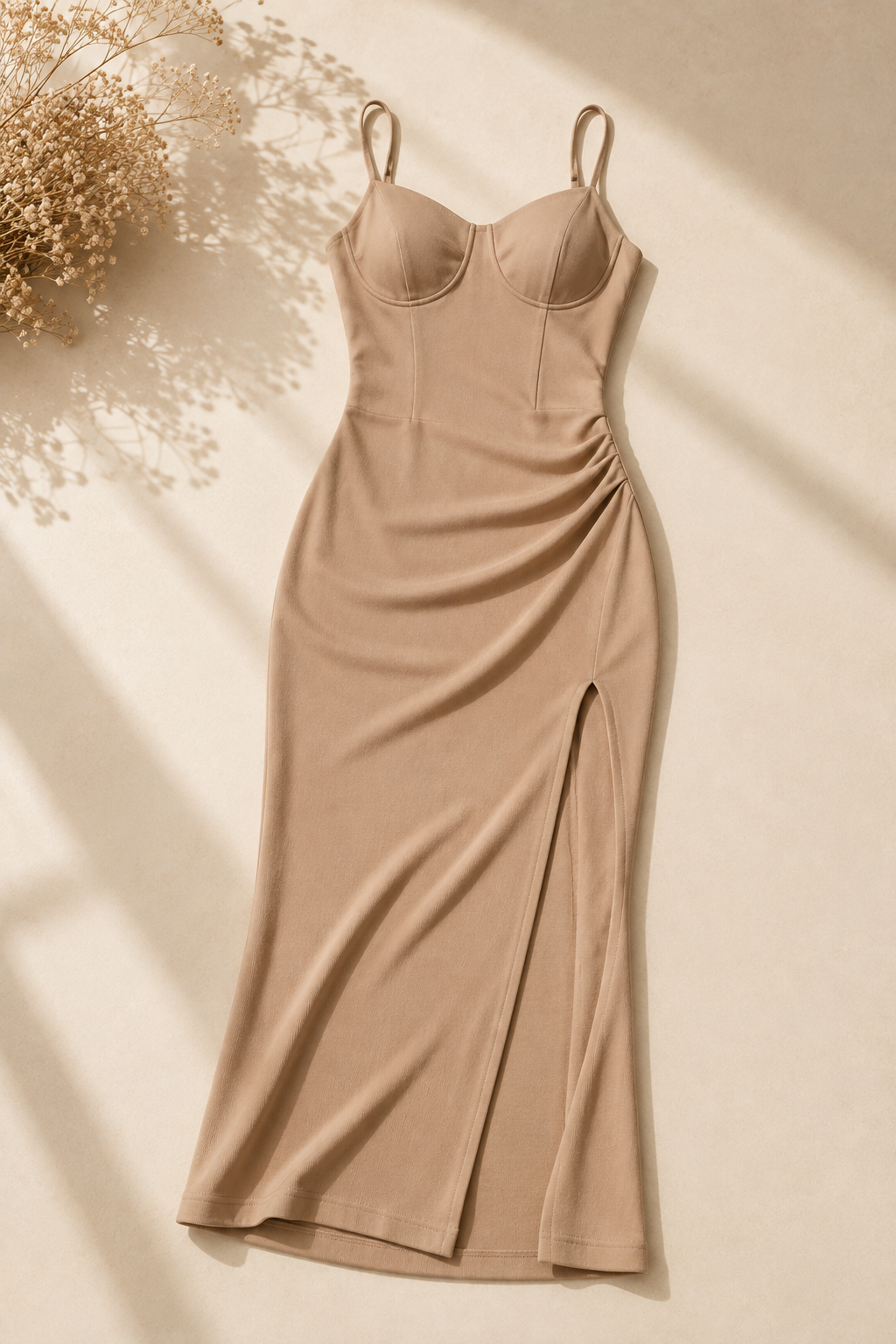 Bustier Slit Midi Dress