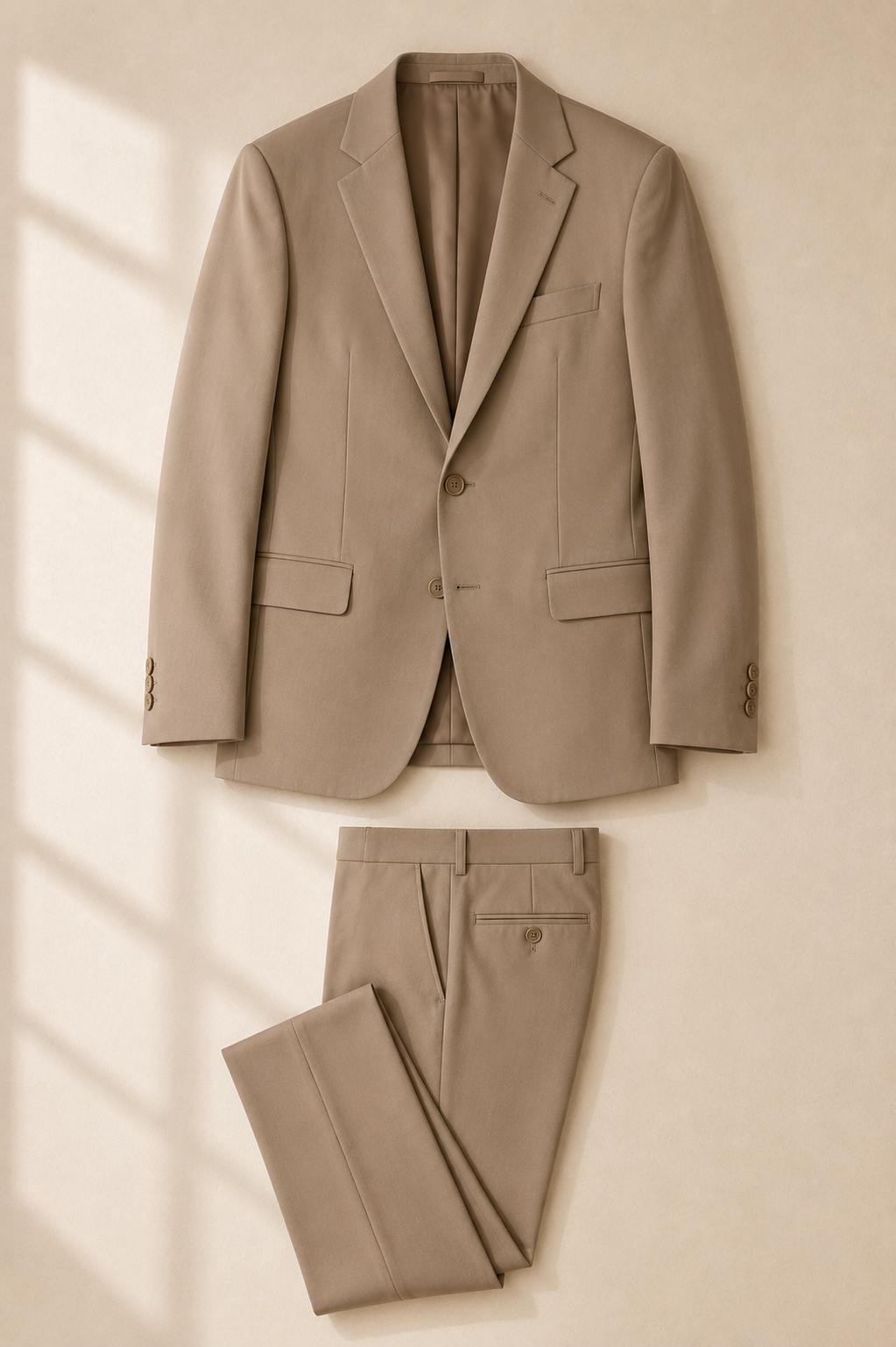 Premium Taupe Two-Button Wool Blend Suit